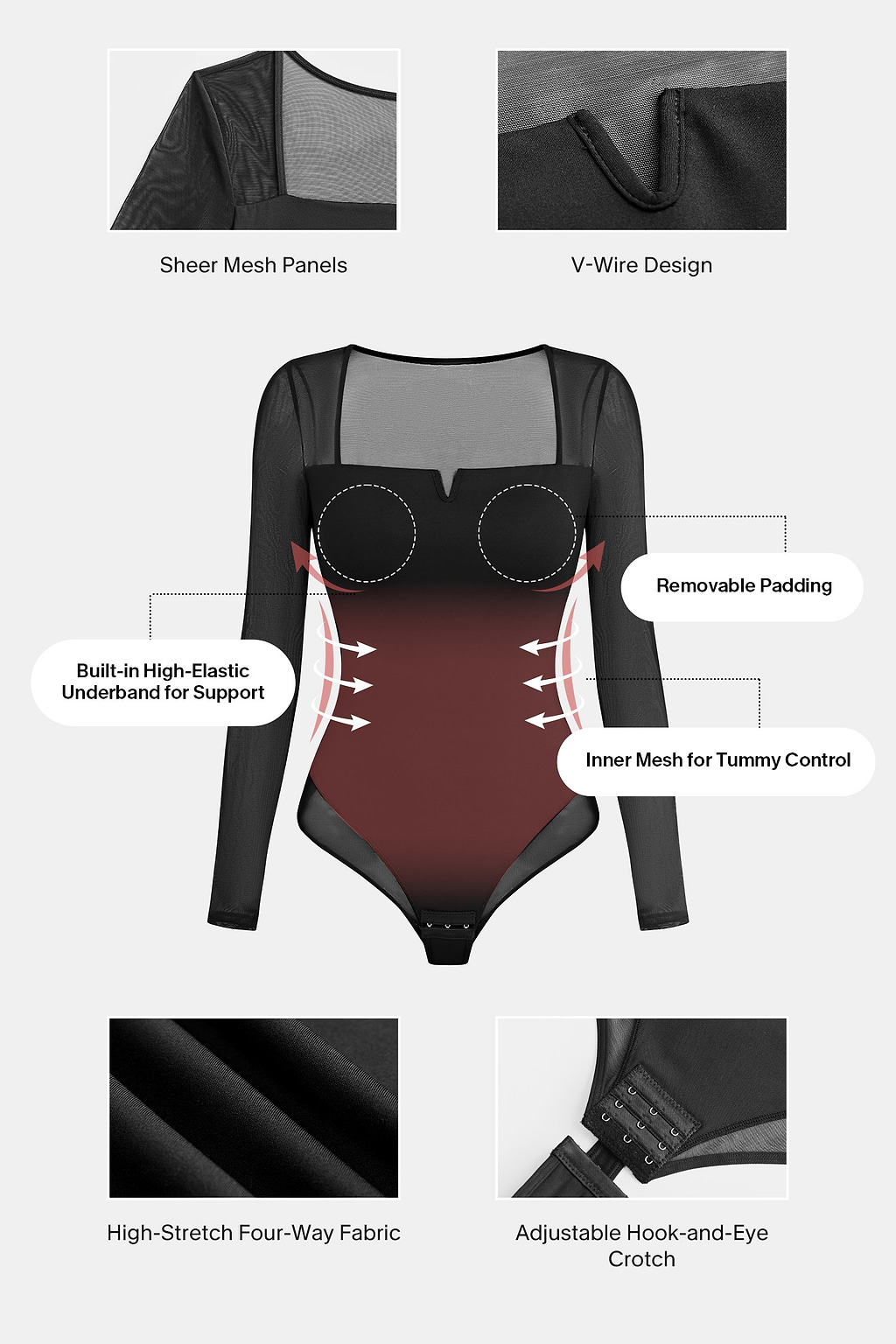 Good Lighting Black Shapewear Bodysuit