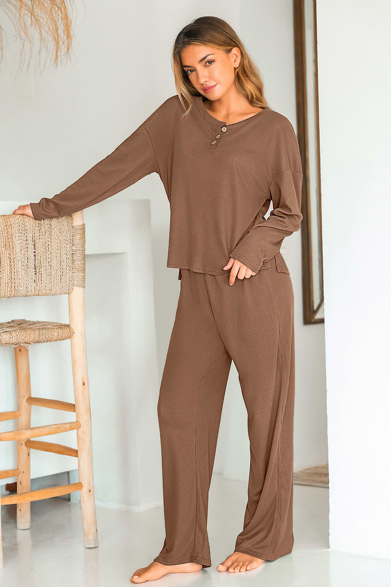 Warming Up Brown Pajama Set