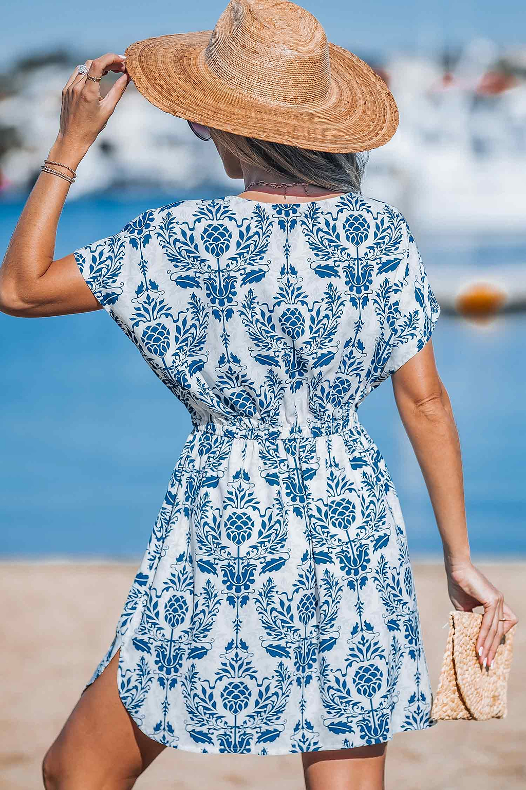 Ornate Sapphire Cover-Up Mini Dress