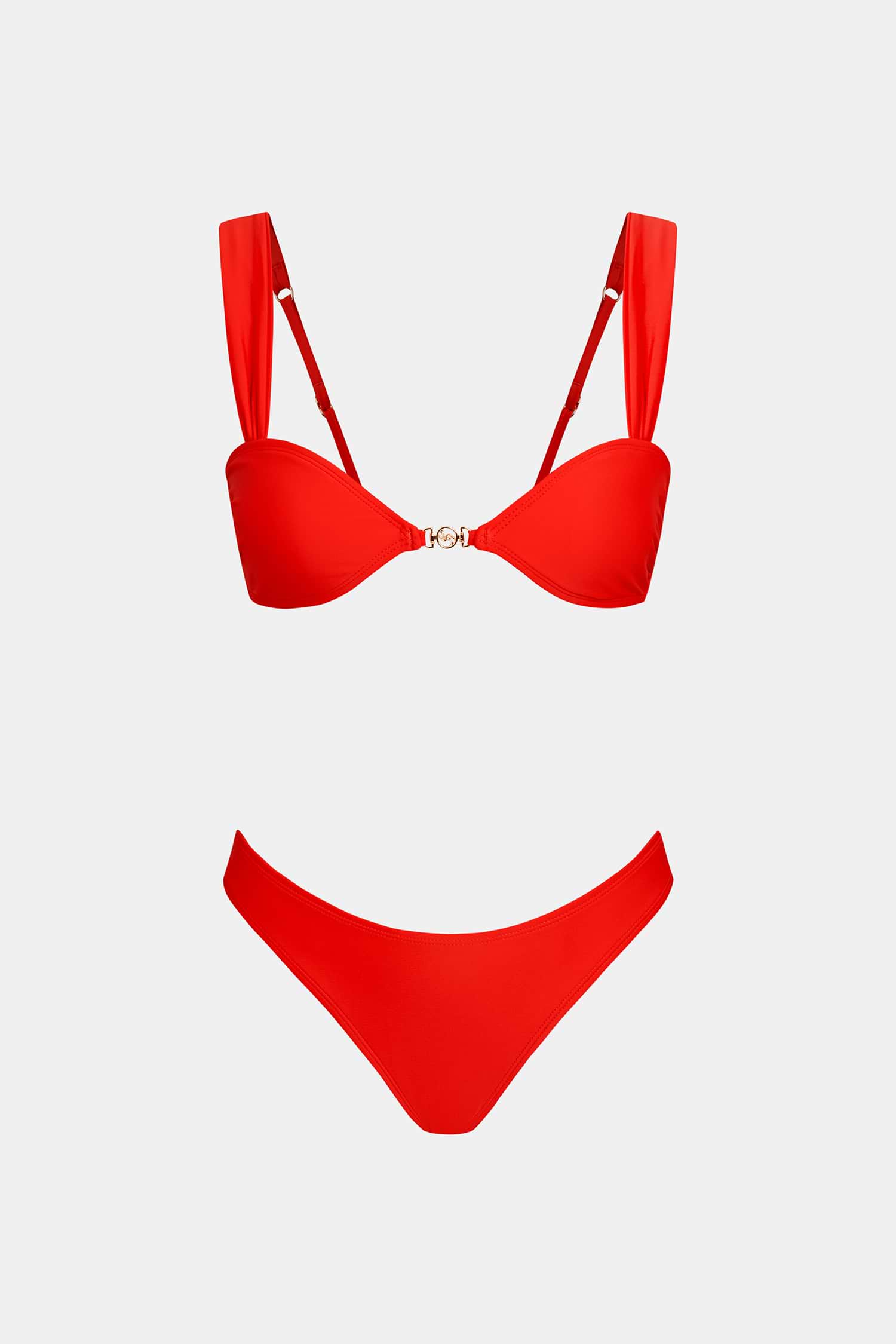 Red Diamond Neck Thong Bikini Set | Gemini