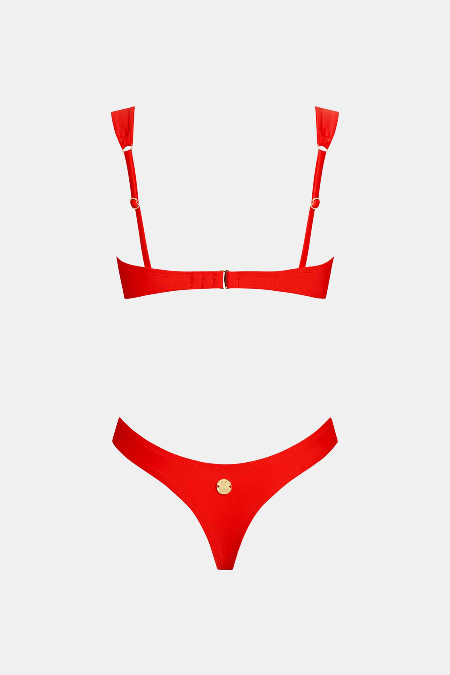 Red Diamond Neck Thong Bikini Set | Gemini