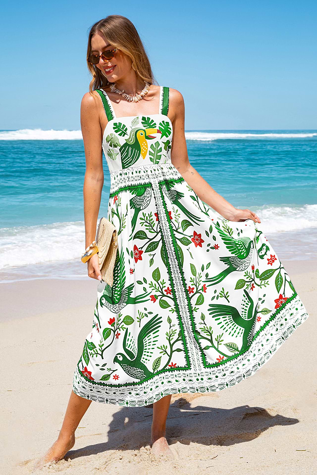 Cupshe Two Can Tango Tropical Maxi Dress - Green - S