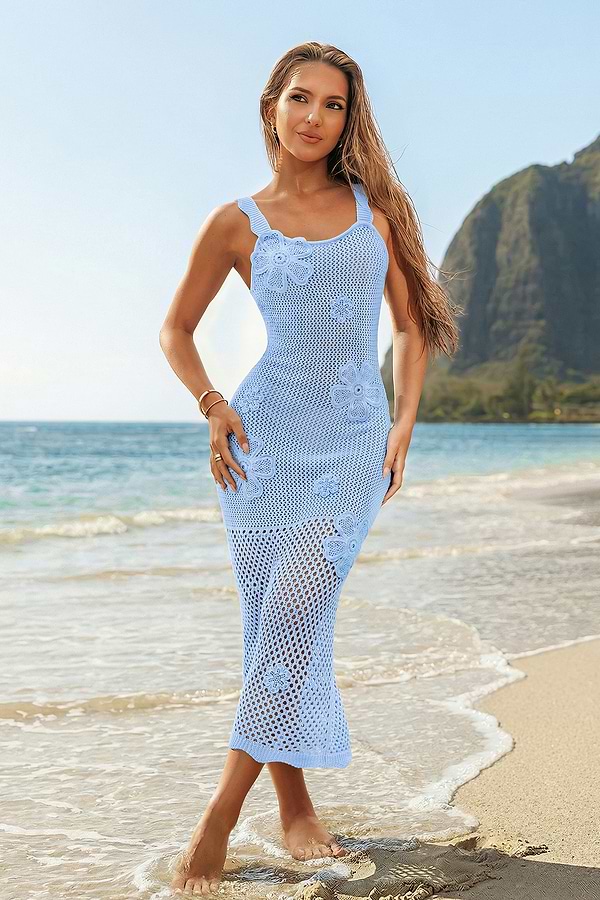 Cupshe x Lexi Rivera Carpe Diem Cover-Up Maxi Dress - Blue - XL Cupshe x Lexi Rivera Carpe Diem Cover-Up Maxi Dress - Blue - XL