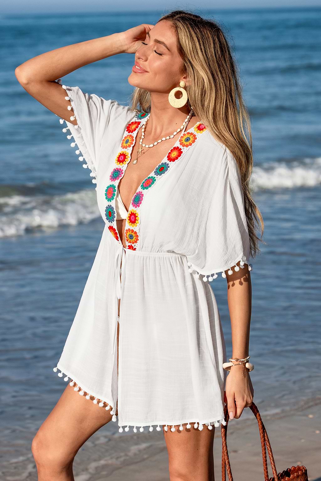 Beachside Princess White Cover-Up Mini Dress