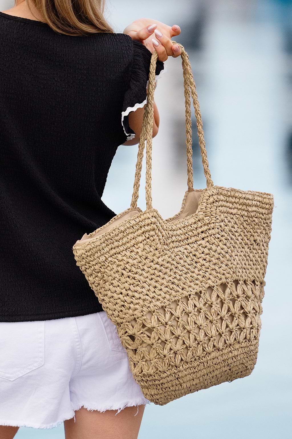 Saint Tropez Day Straw Tote Bag