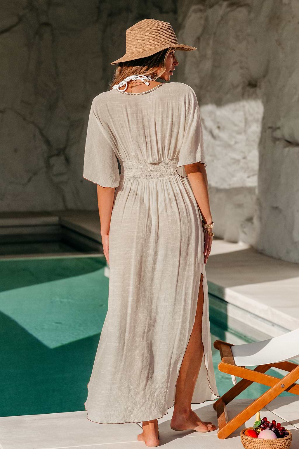 Sukienka maxi Boho Grace w kolorze beżowym