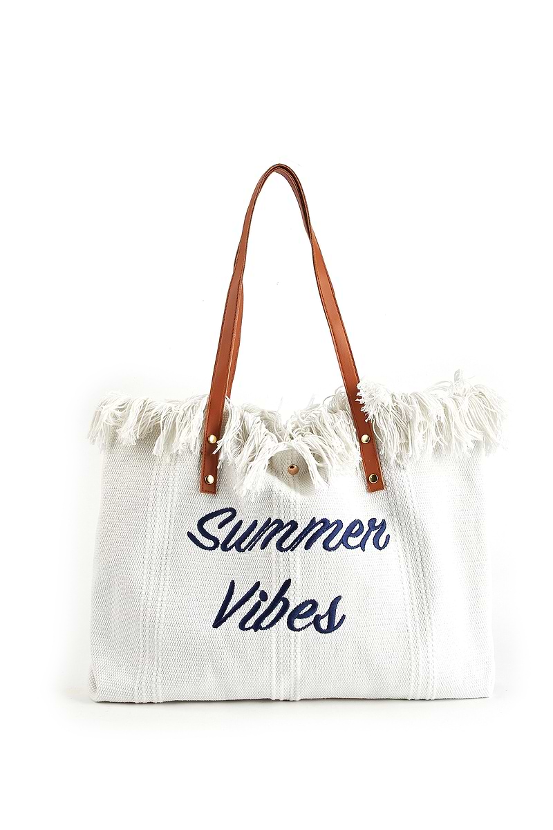 Summer Vibes Cream Tote Bag