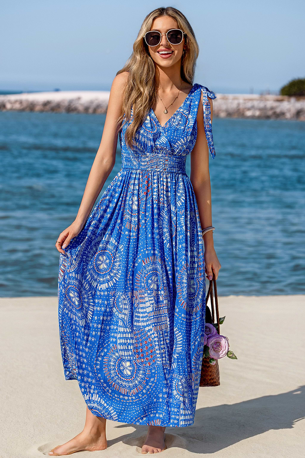 Fresh Berry Abstract Maxi Dress