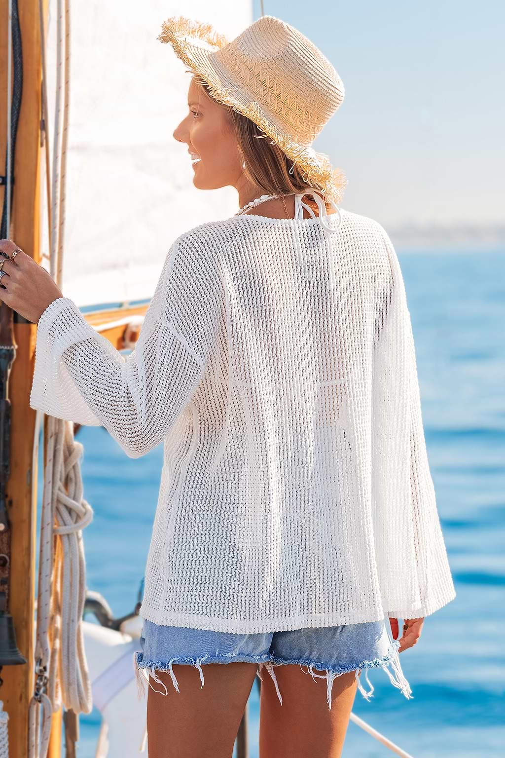 Out the Door White Cover-Up Kimono