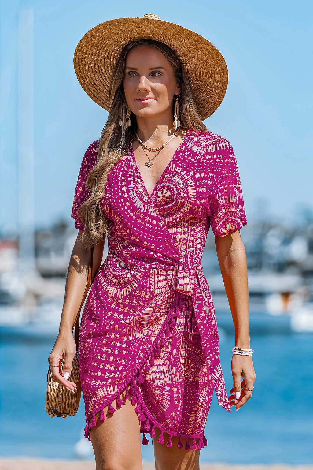Golden Delight Ornate Cover-Up Mini Dress