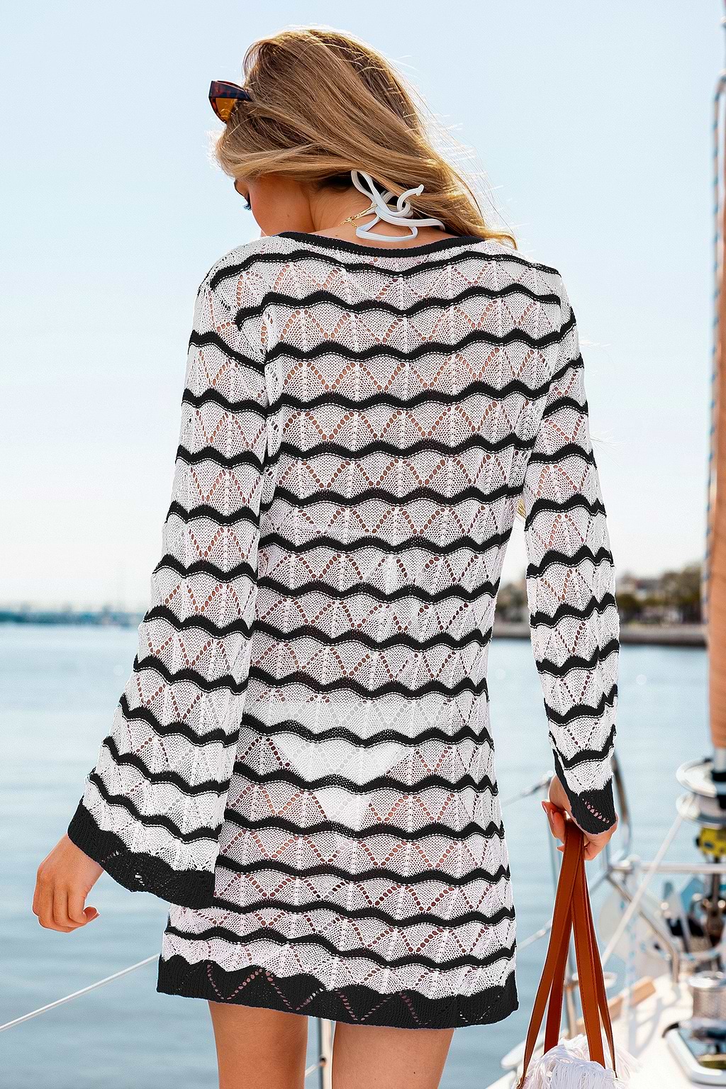 Here & Now Striped Cover-Up Mini Dress