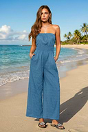 Zachód słońca nad Cays Niebieski kombinezon