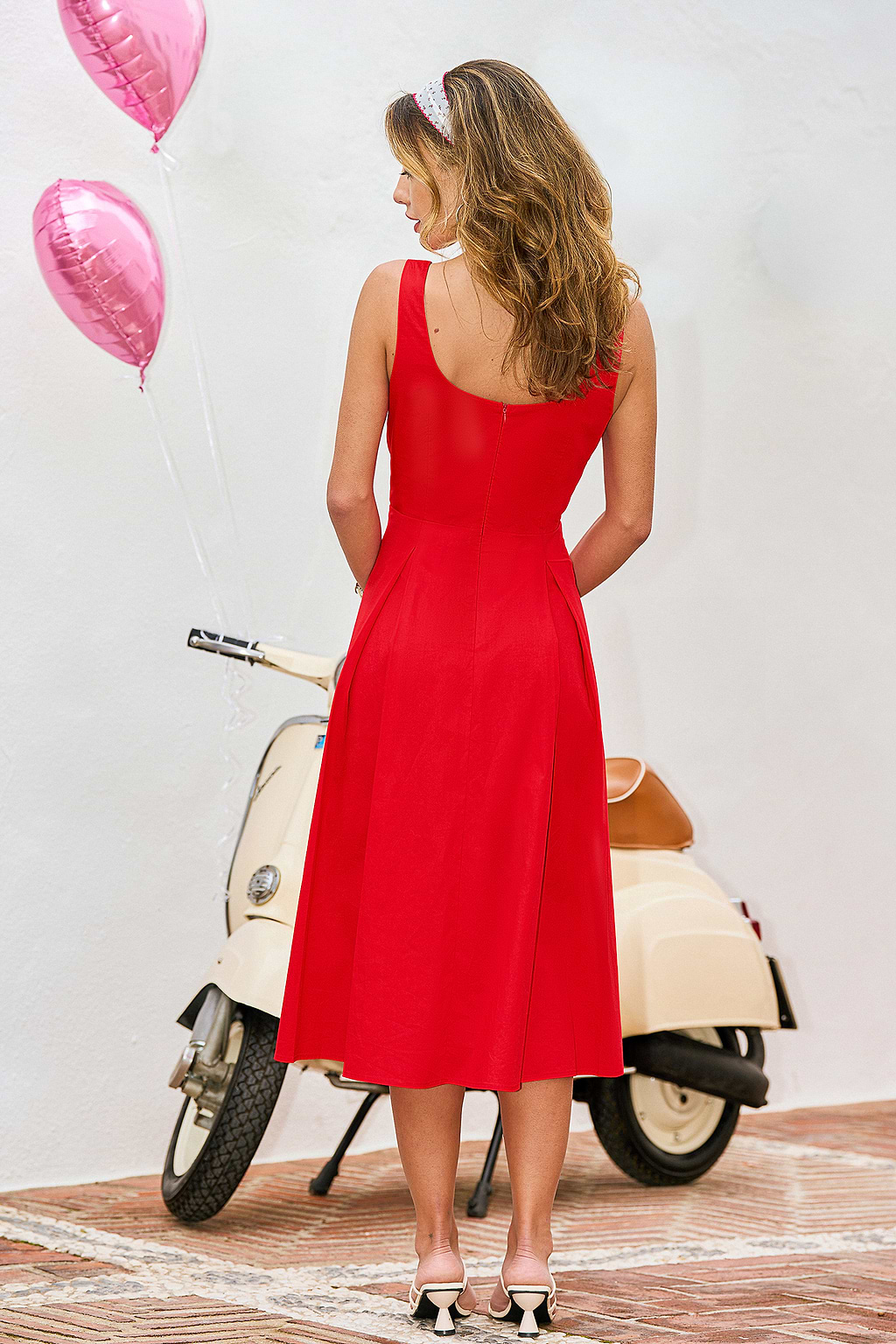 Rooftop Cocktails Red Midi Dress