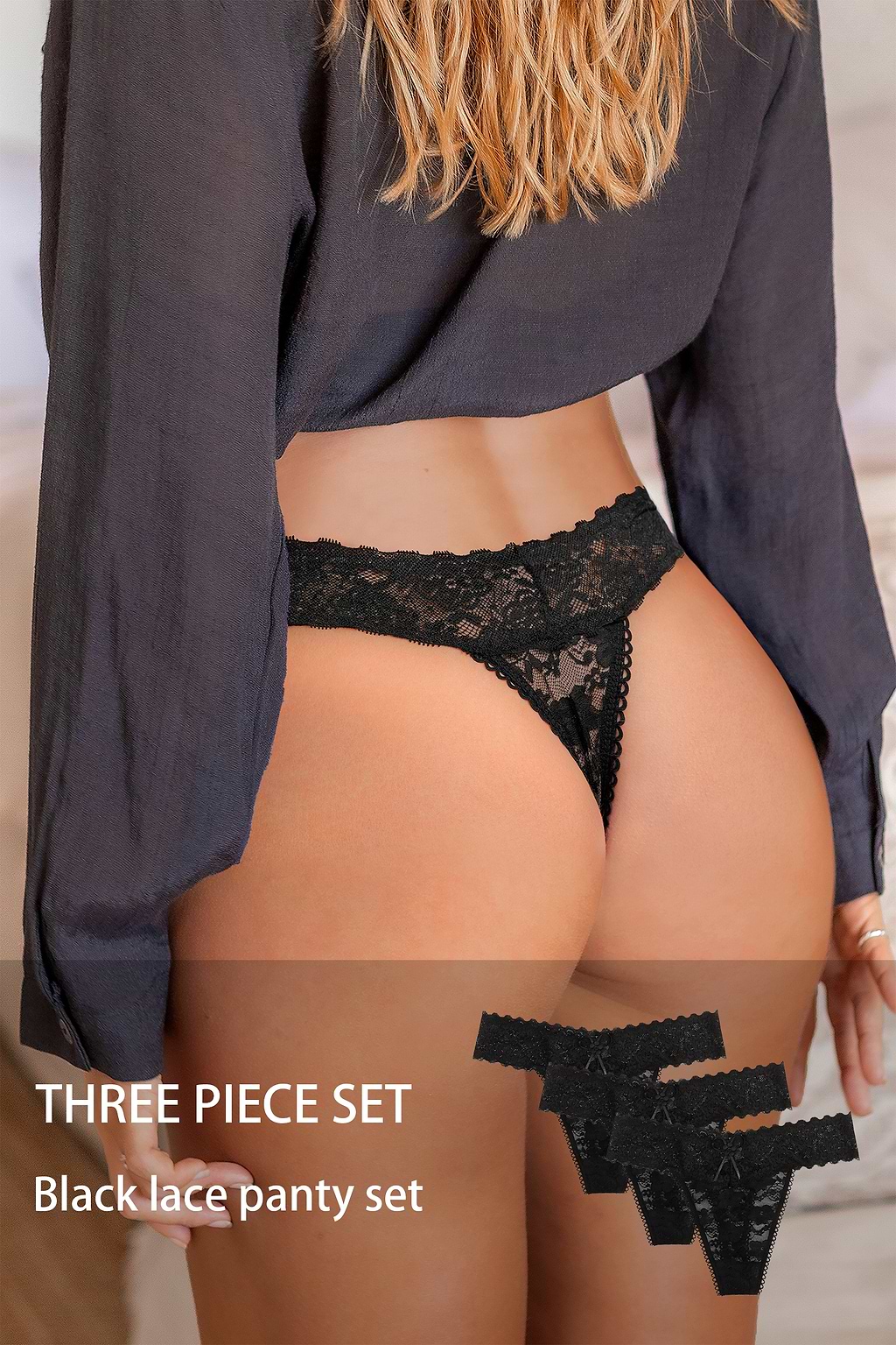Subtle Hint Black Panties -3 Pack