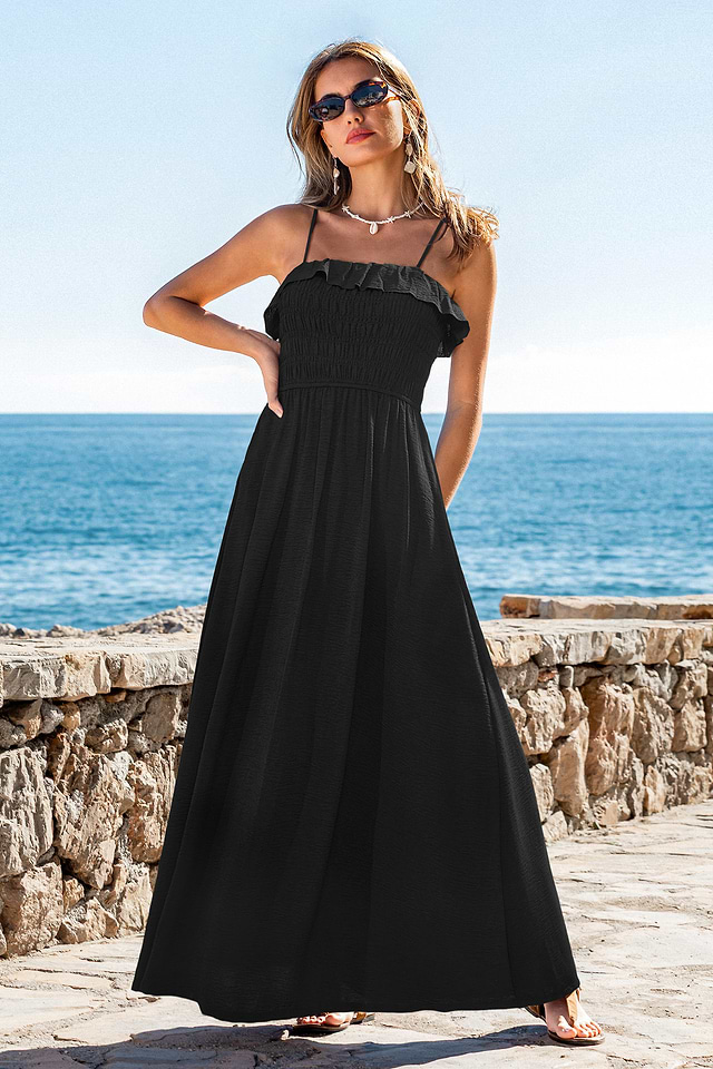 black maxi dress vacation Vacation Time Maxi Dress Black