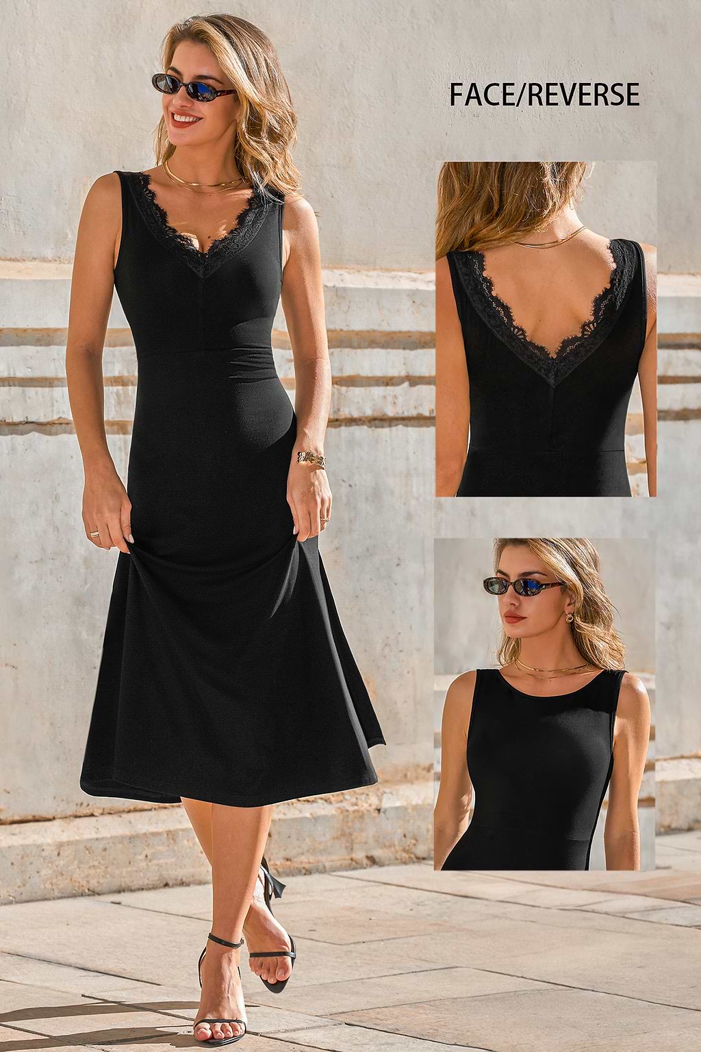 Grote verandering zwarte midi-jurk