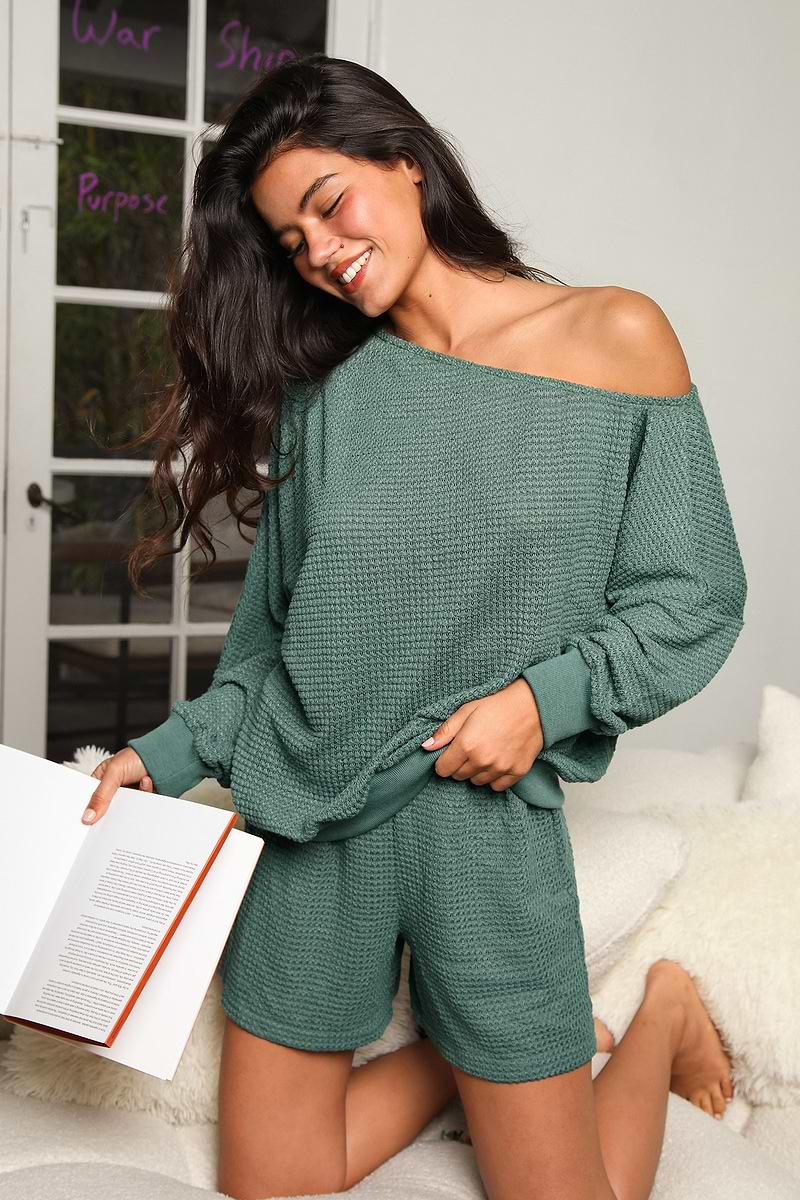 Sleeping In Green Pajama Set