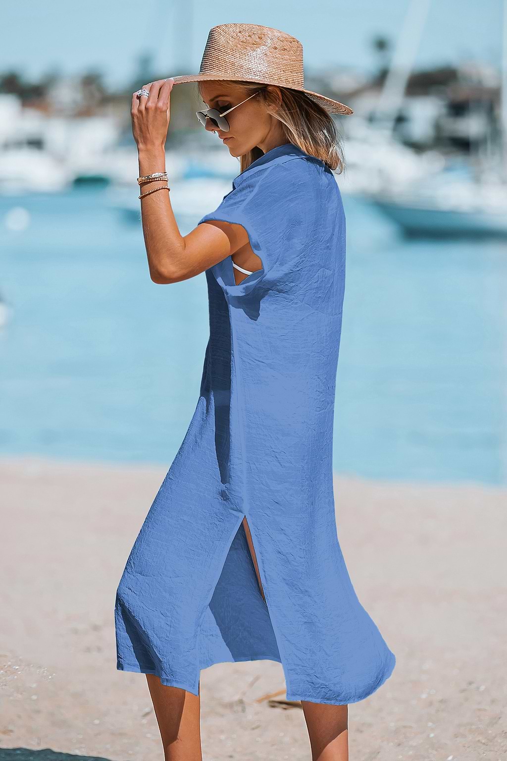 Robe cover up bleue