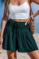 Grüne Gesmokter Bund Ausgestelltes Bein Shorts