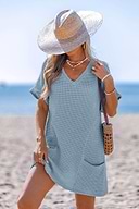 Robe cover up courte bleue à poches