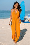 Gelber Ärmelloser Tiefer Ausschnitt Jumpsuit