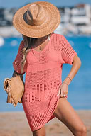 Pink Water Coral Cover-Up Mini Dress