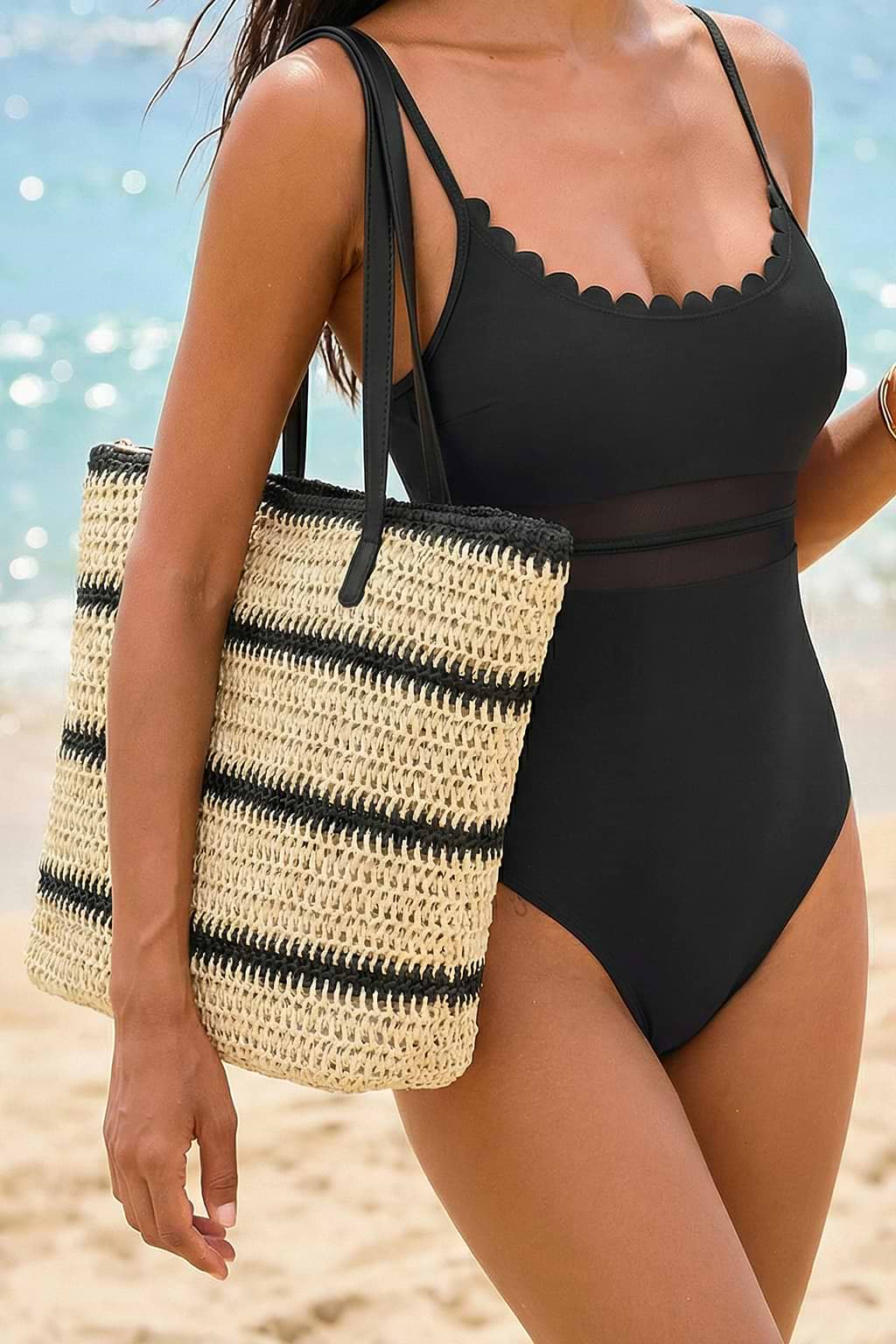 Bolso de paja a rayas Siren Energy