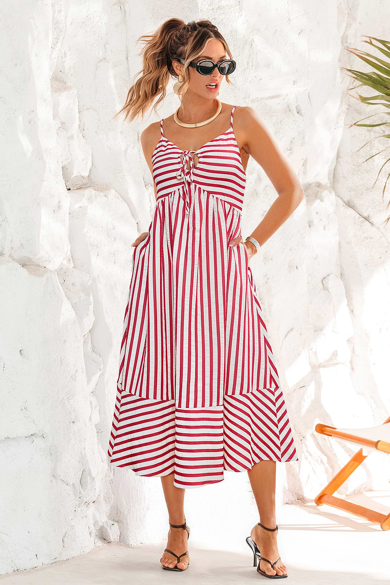 DM Me Striped Midi Dress