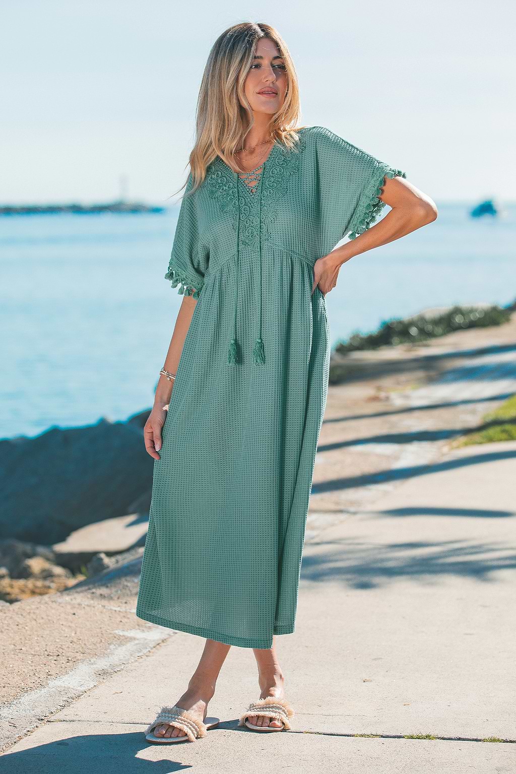 Grotgroene maxi-jurk