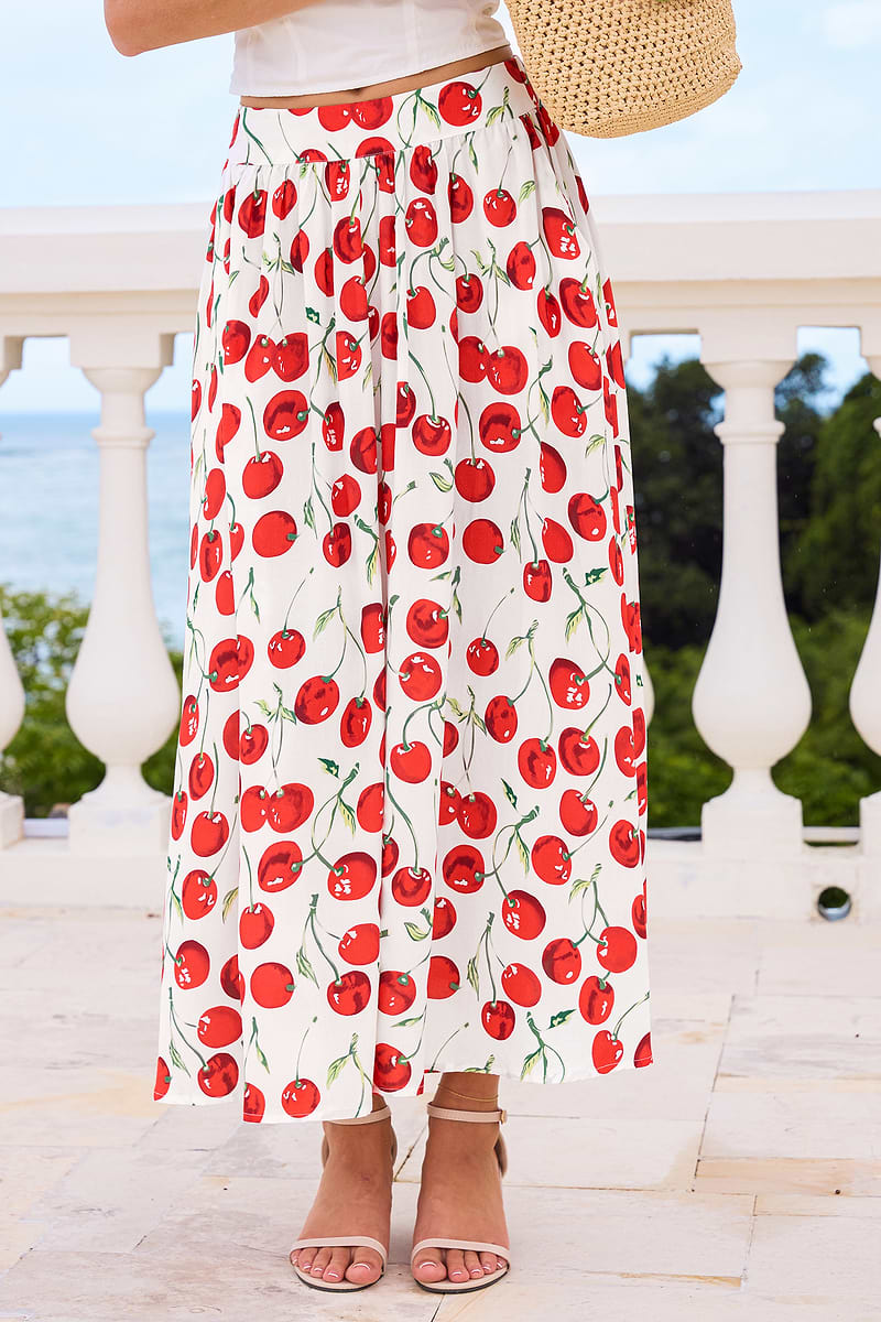 Garnish Cherry Midi Skirt
