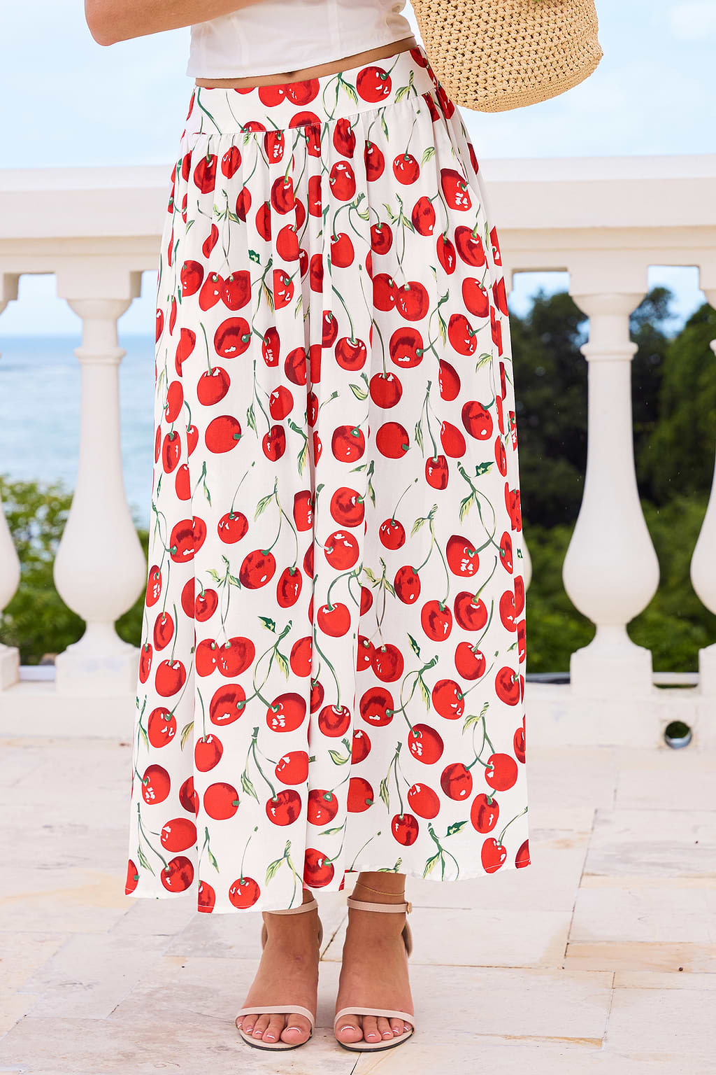 Garnish Cherry Midi Skirt