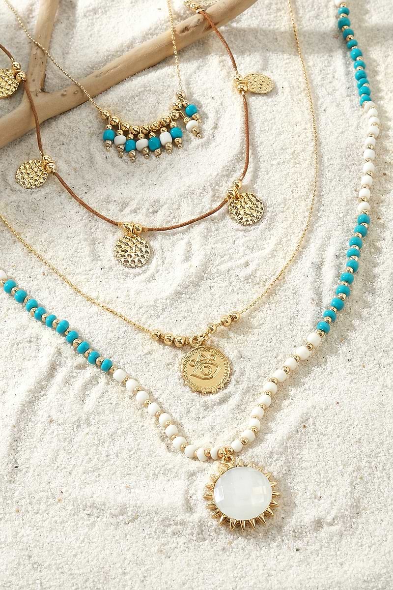 Glinting Gold-Tone Necklace Set
