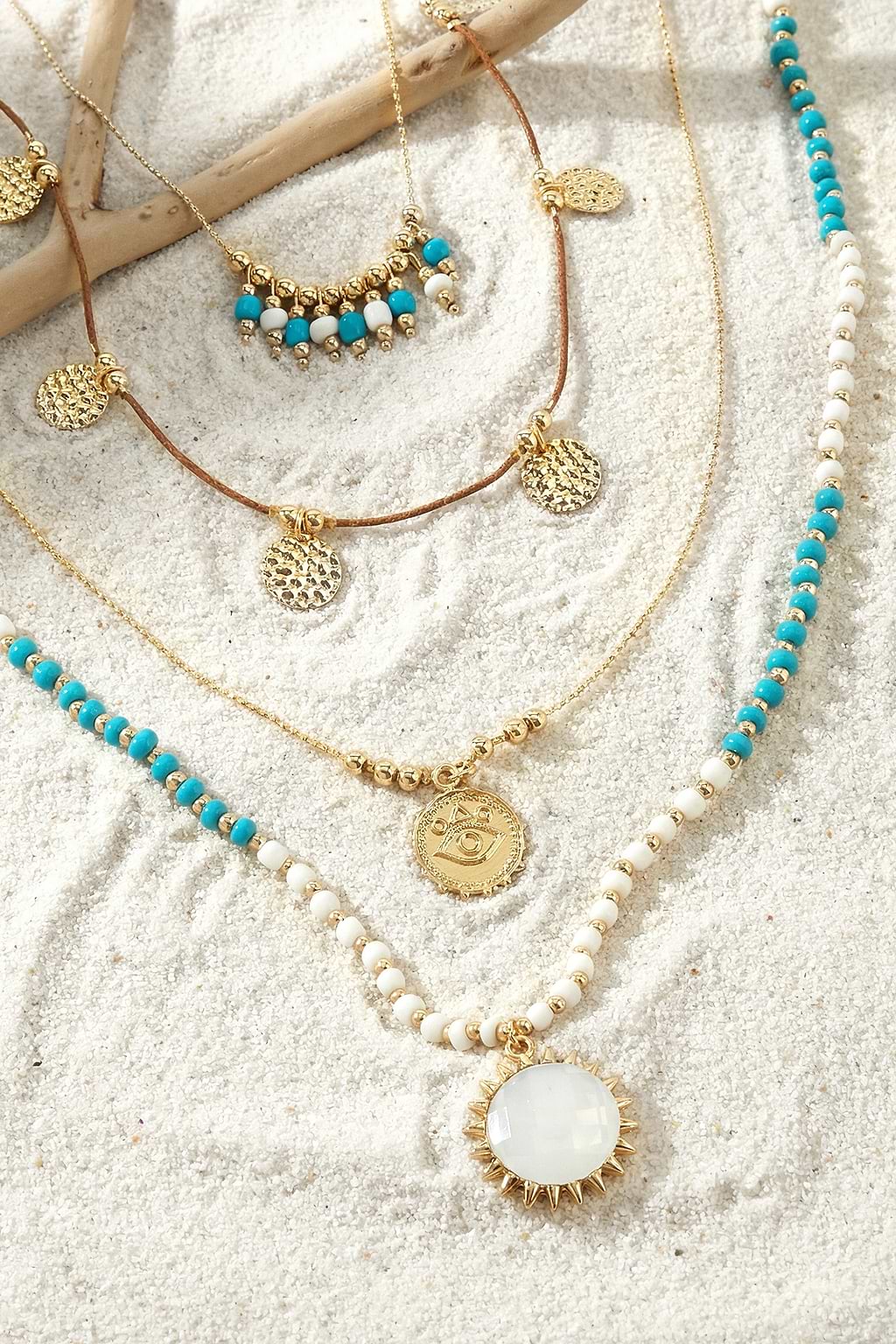 Glinting Gold-Tone Necklace Set