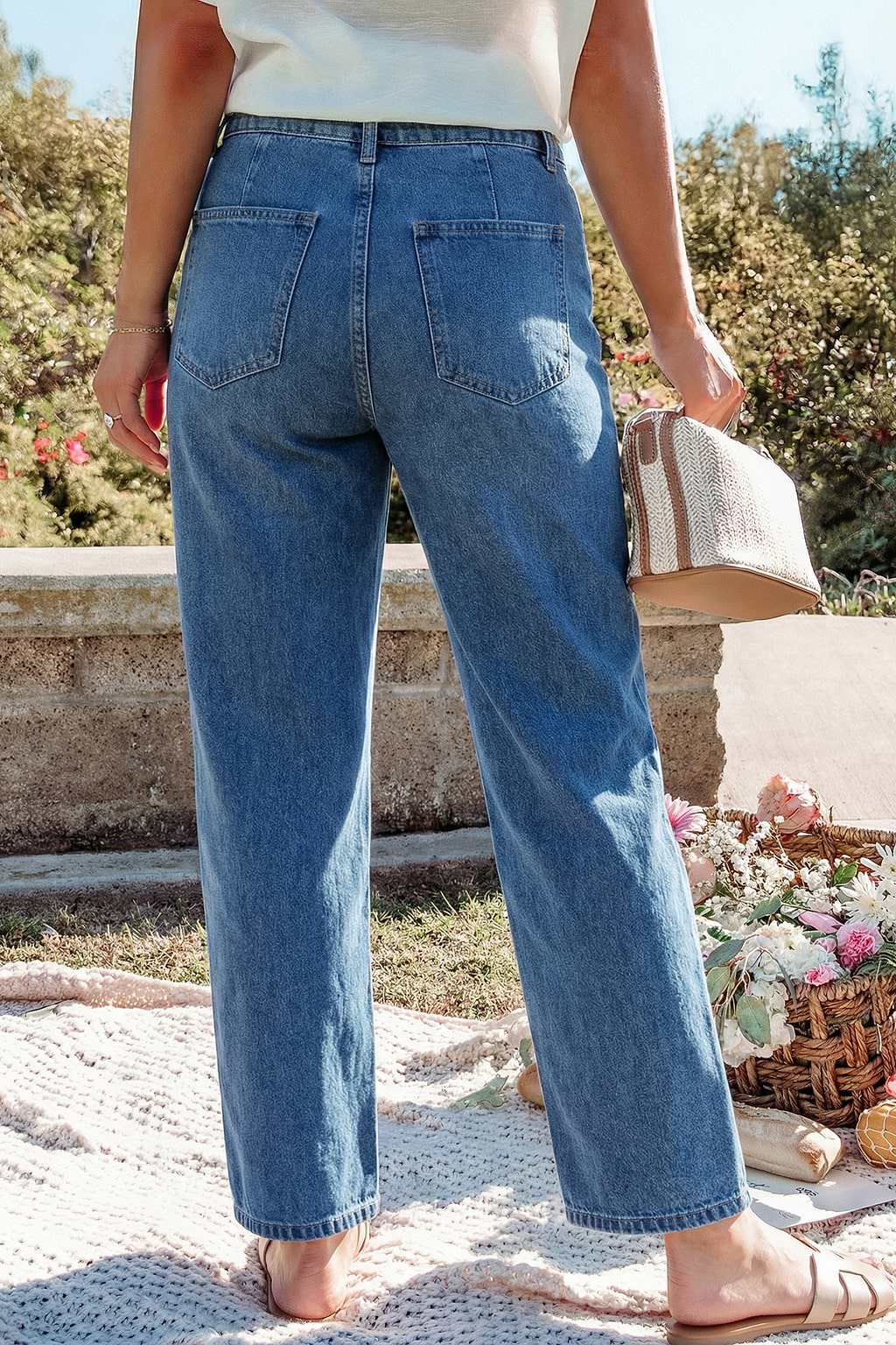 Blaue Gerade Denim-Jeans