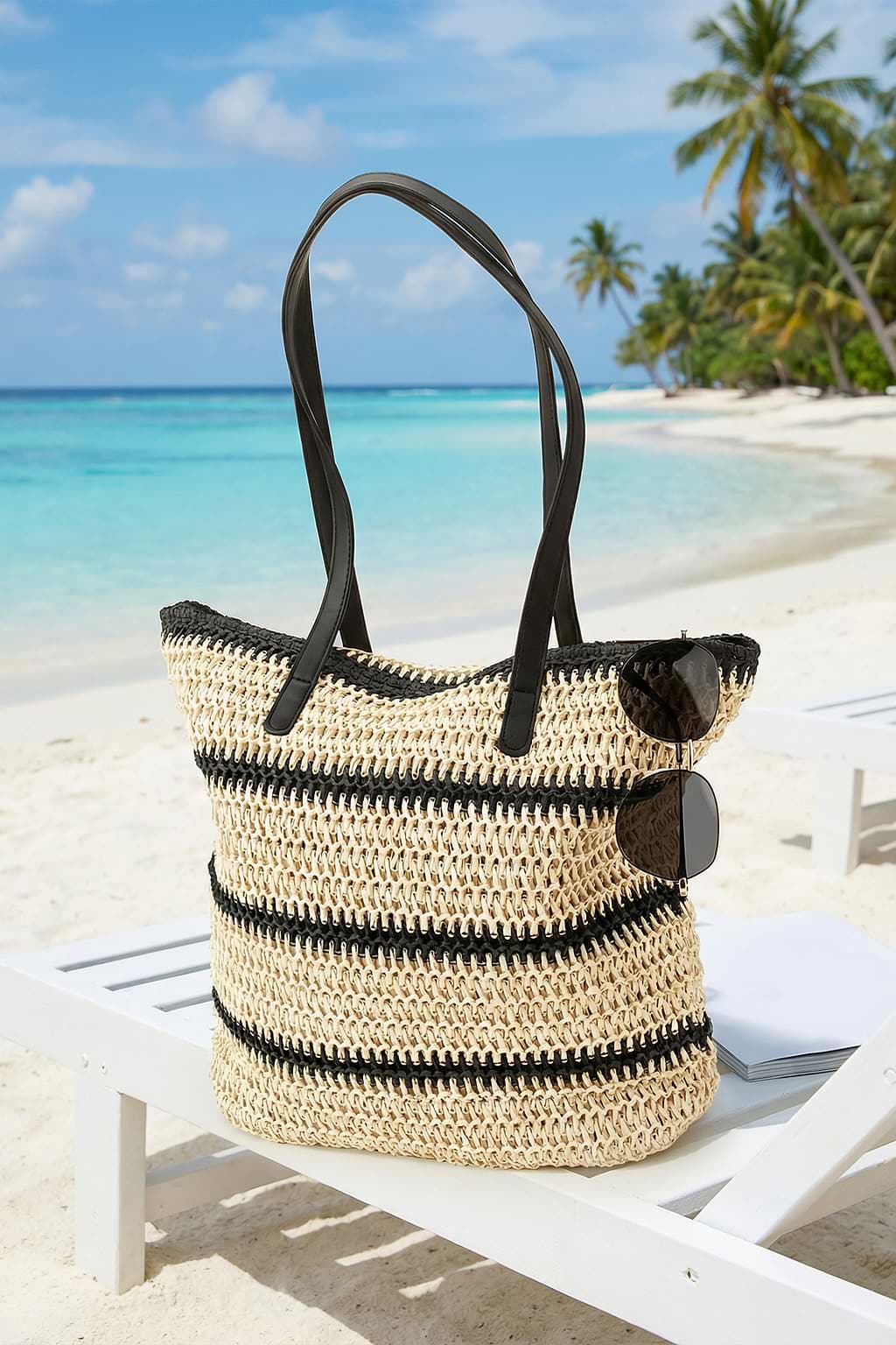 Siren Energy Striped Straw Bag