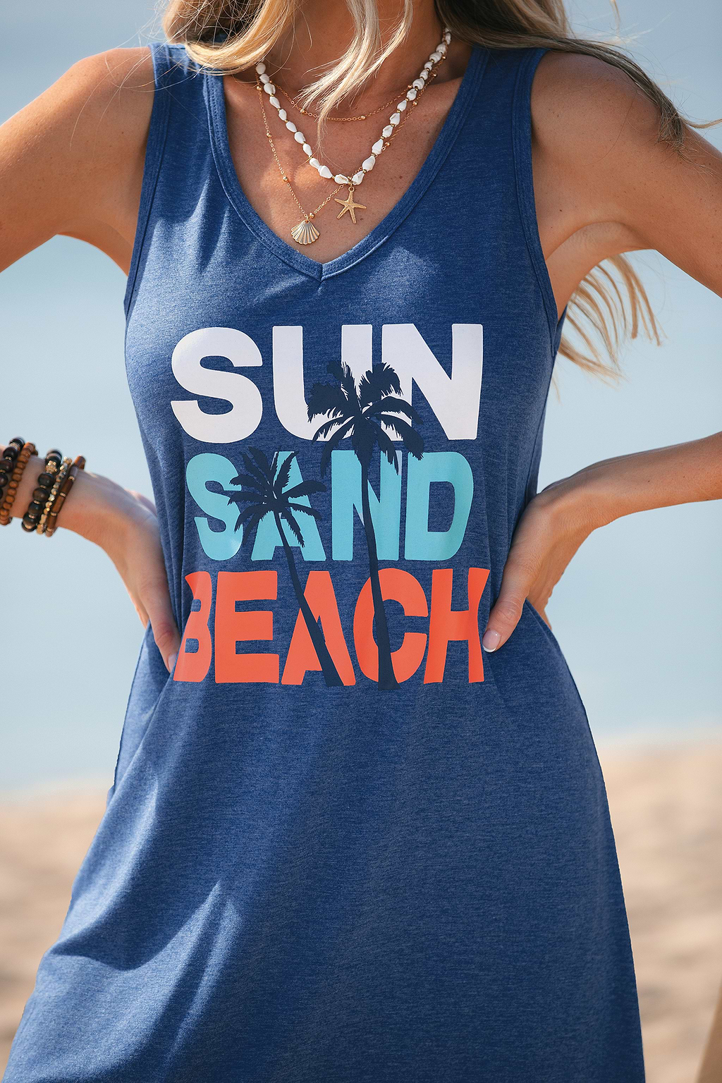 Sun Sand Beach Graphic Mini Dress