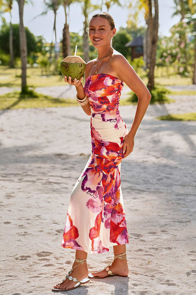 colorful floral maxi dress Multicolor Satin Pleated One Shoulder That floral print is perfectly bold and colorful Tall Women's Floral Maxi Dress