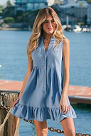 French Café Blue Mini Dress