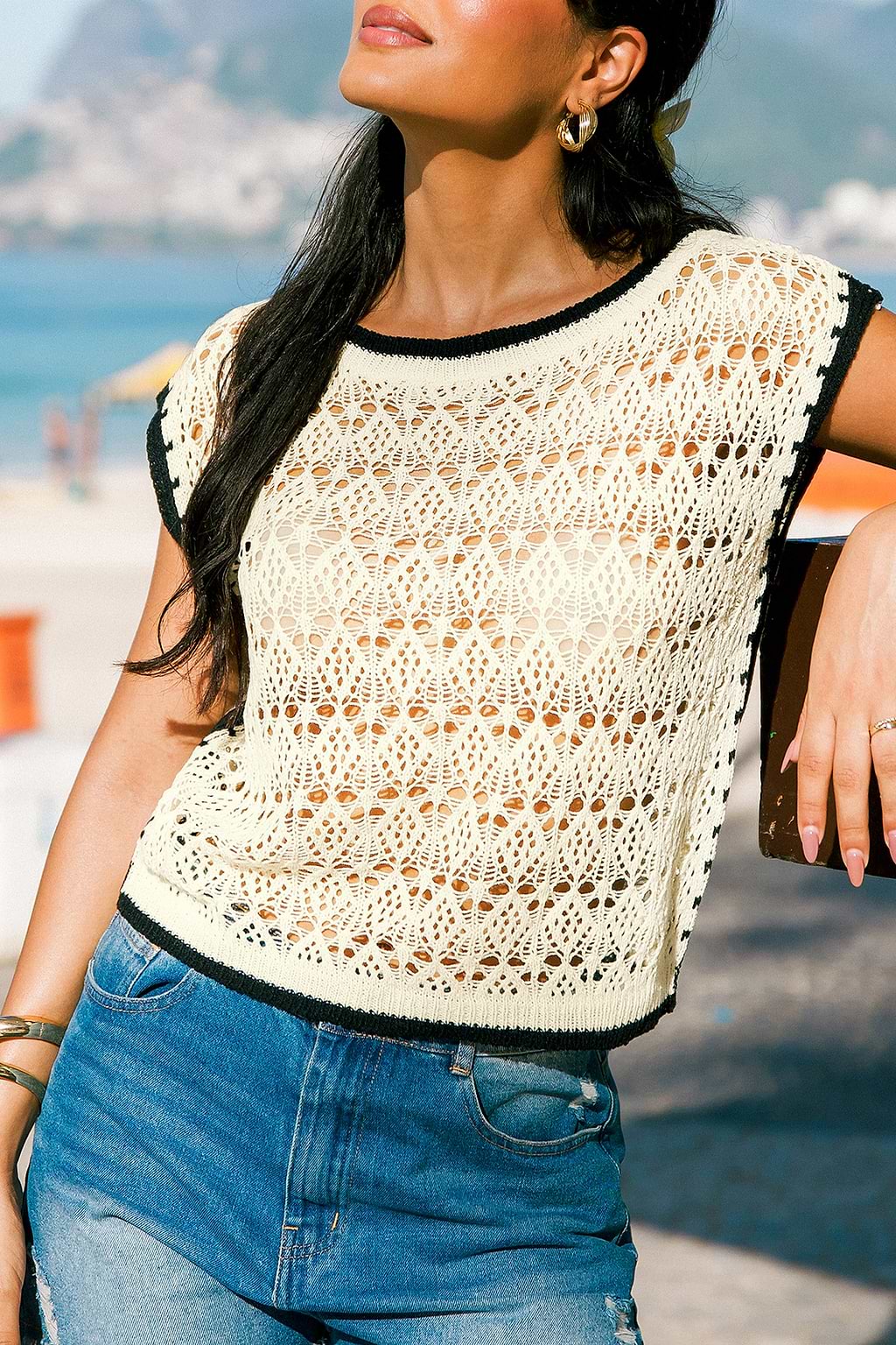 Top copricostume beige 