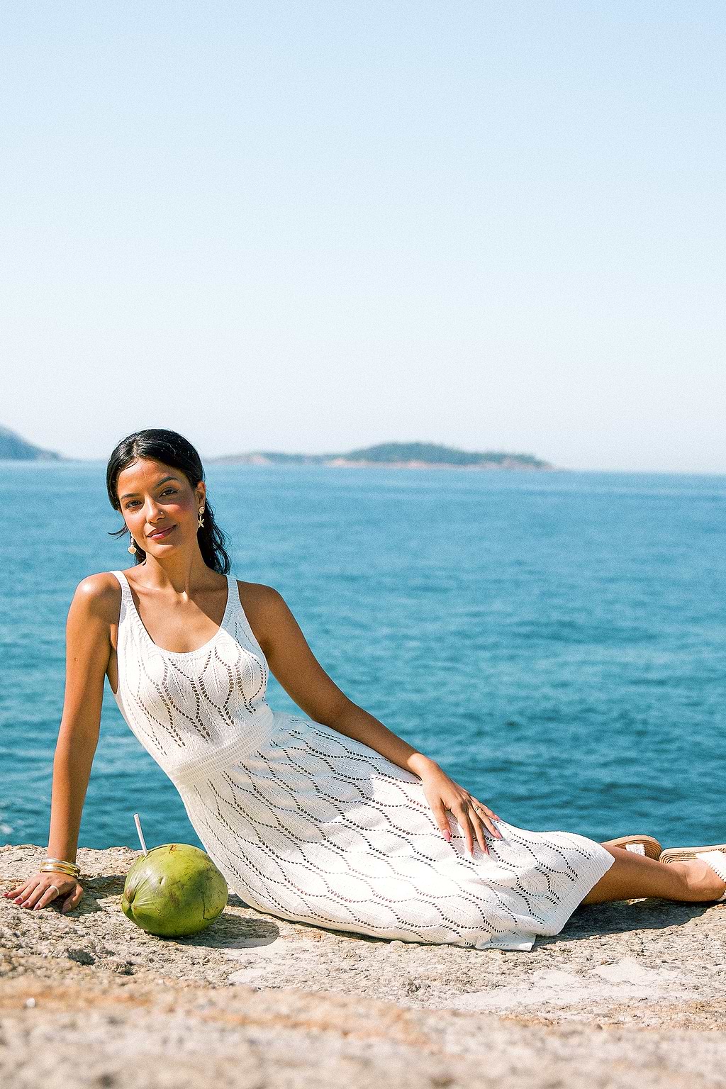 Just Wandering White Cover-Up Midi Dress