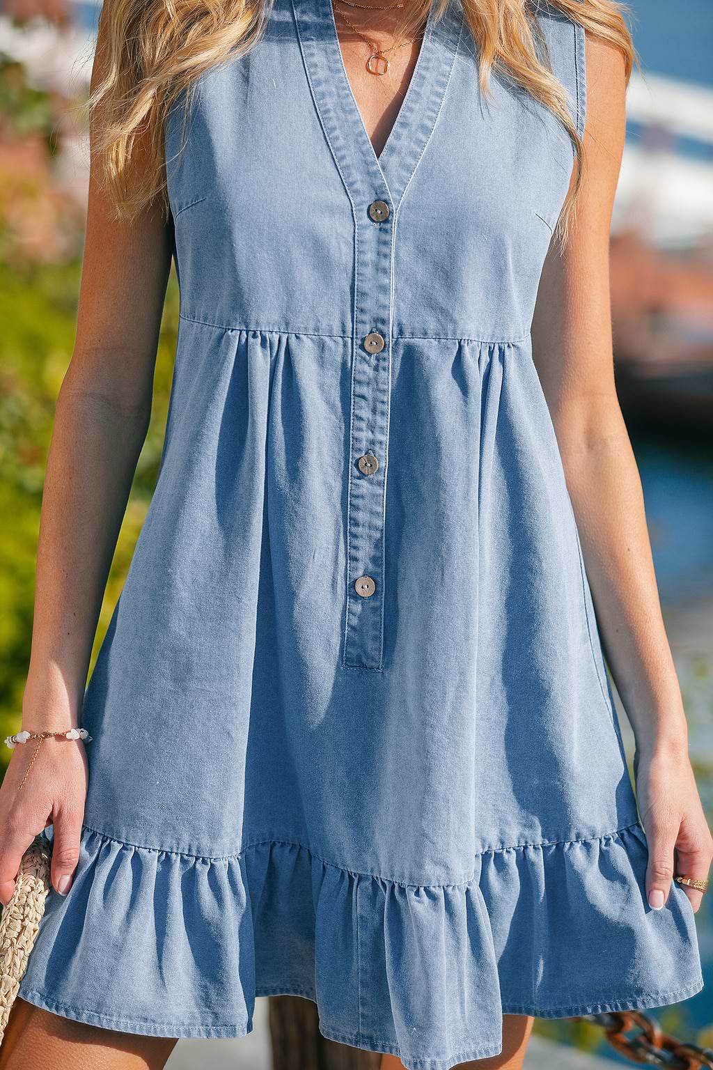 French Café Blue Mini Dress