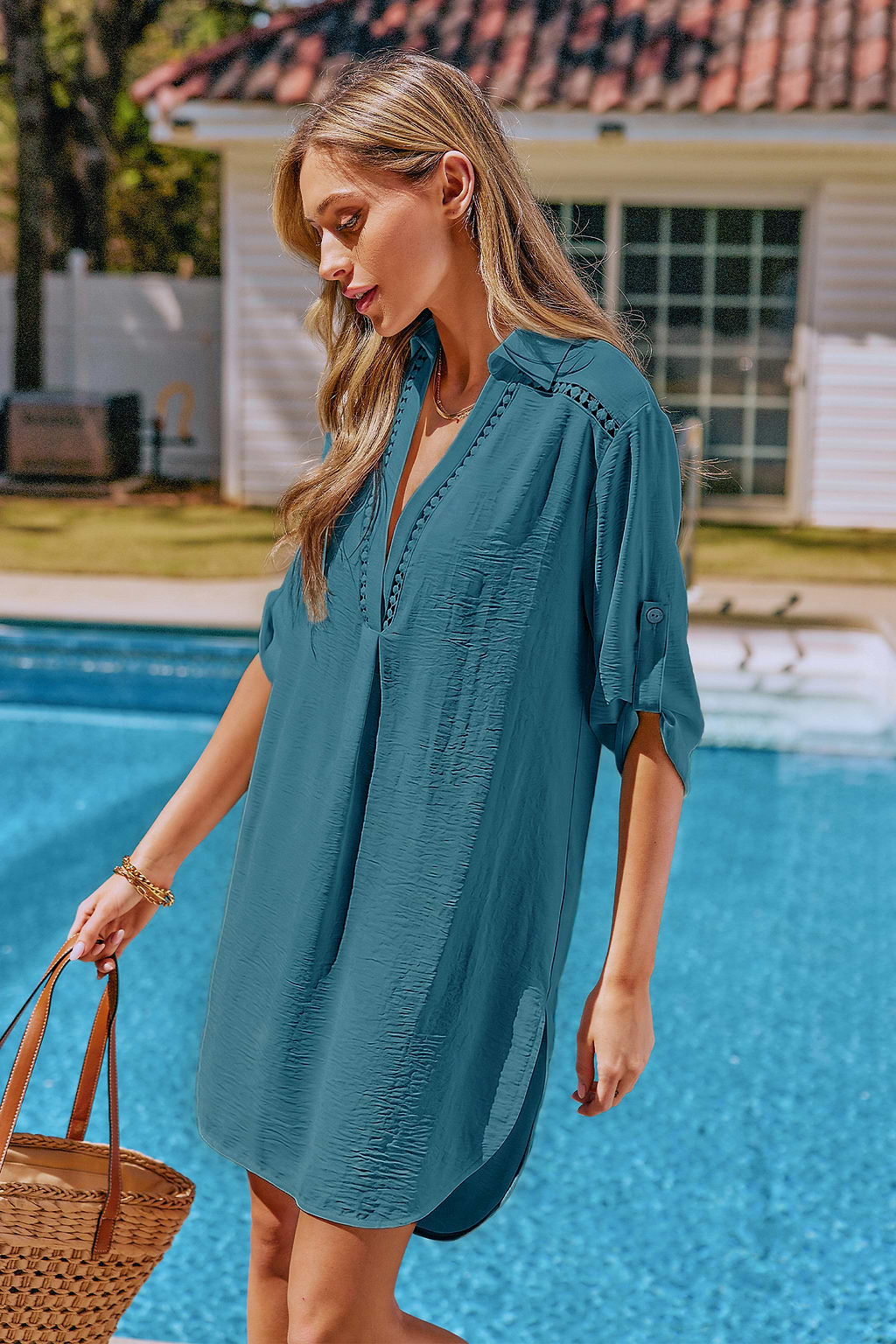 Reflection Blue Cover-Up Mini Dress