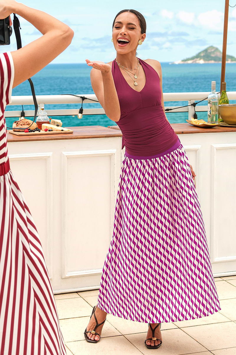 Meet You at Dusk Abstract Midi Skirt