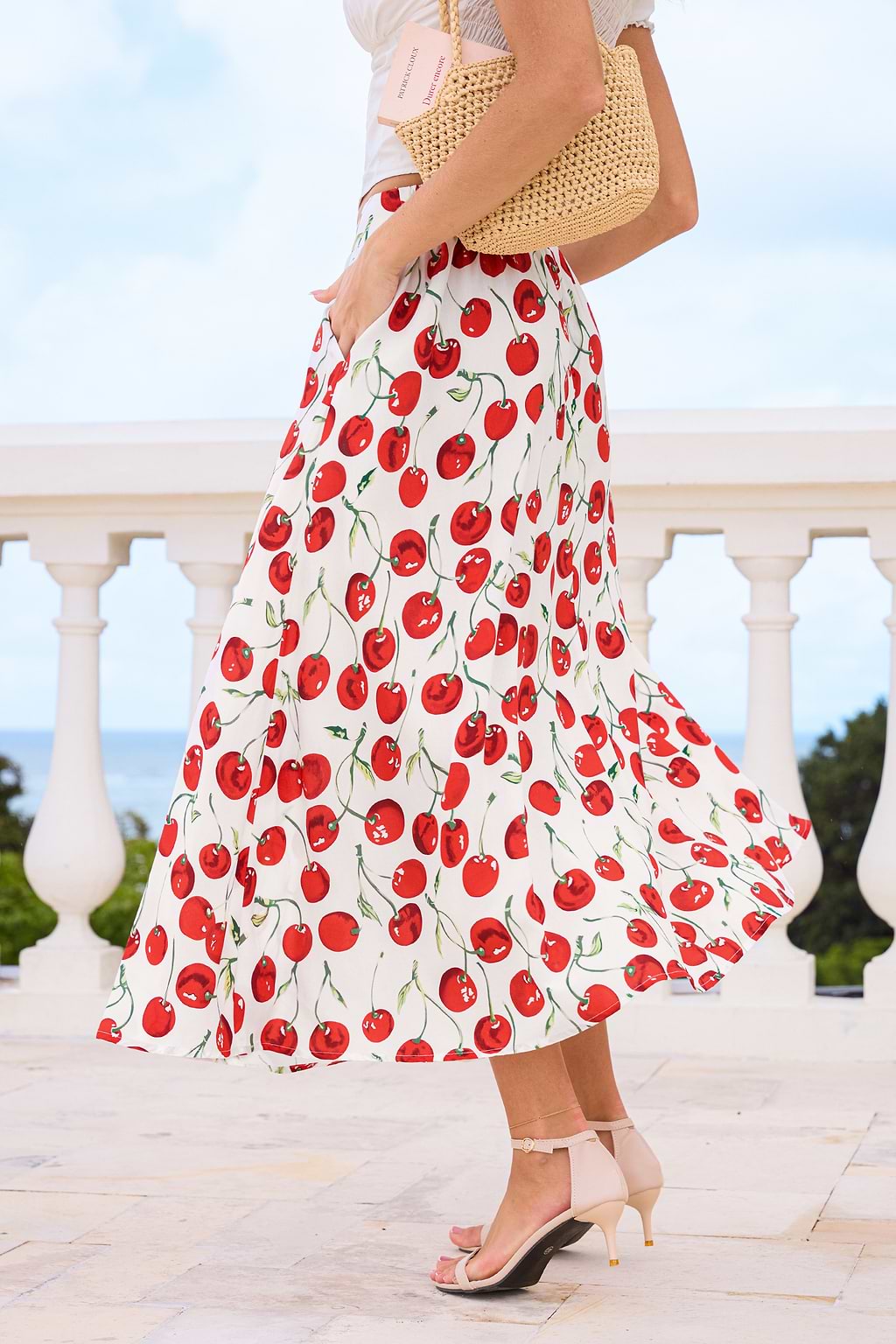 Garnish Cherry Midi Skirt