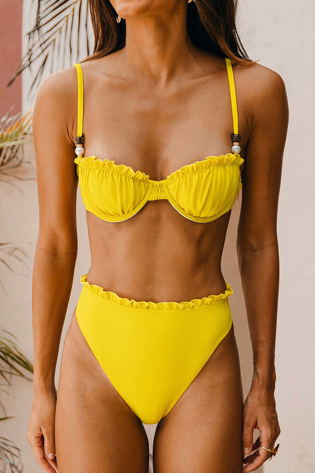Bikini jaune bretelles ajustables