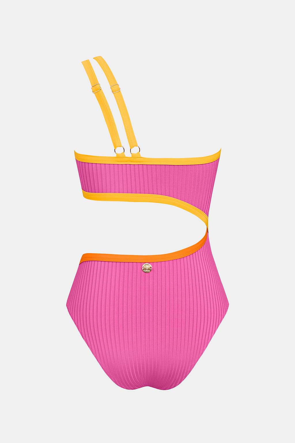 Rosa Farbblock Asymmetrischer Monokini-Badeanzug