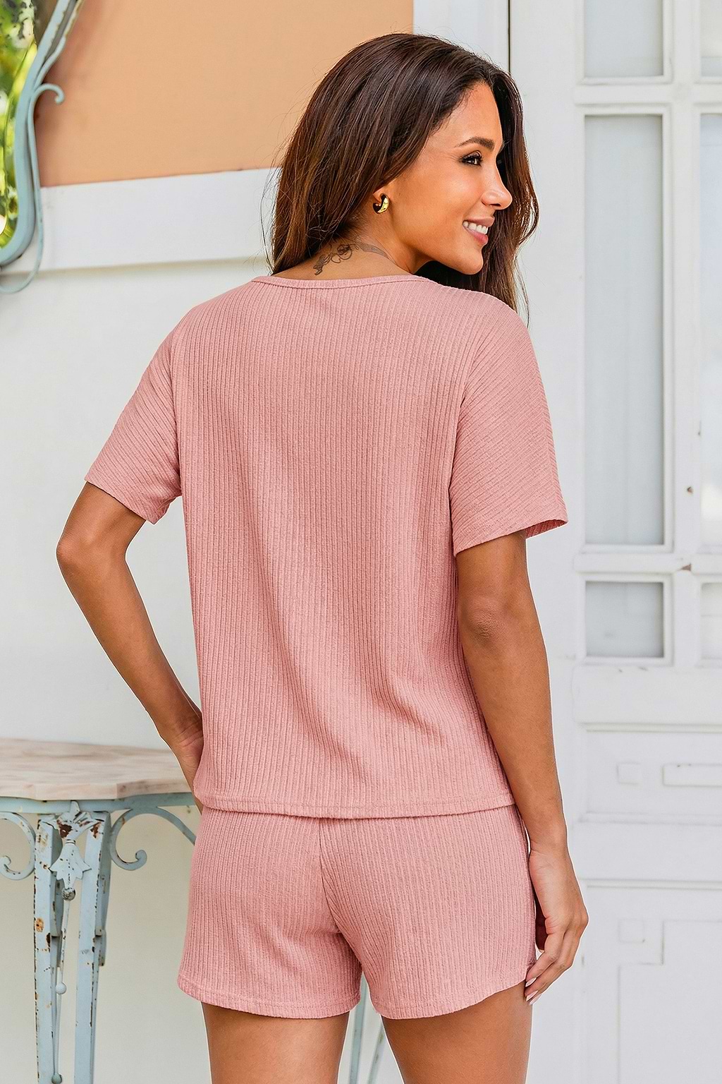 Conjunto de pijama rosa para día de descanso