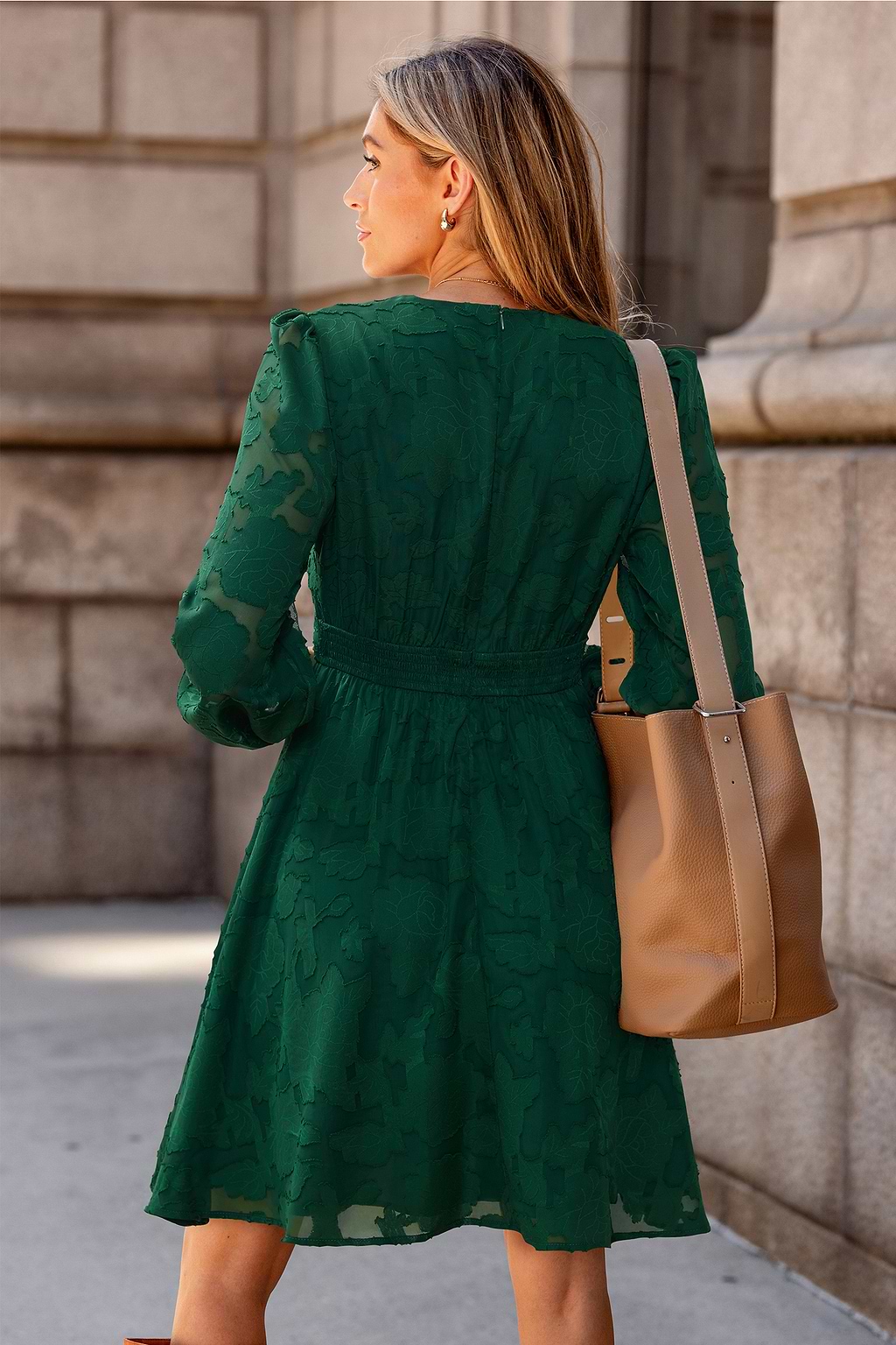 Citlalli Floral Plunging Long Sleeve A-Line Mini Dress