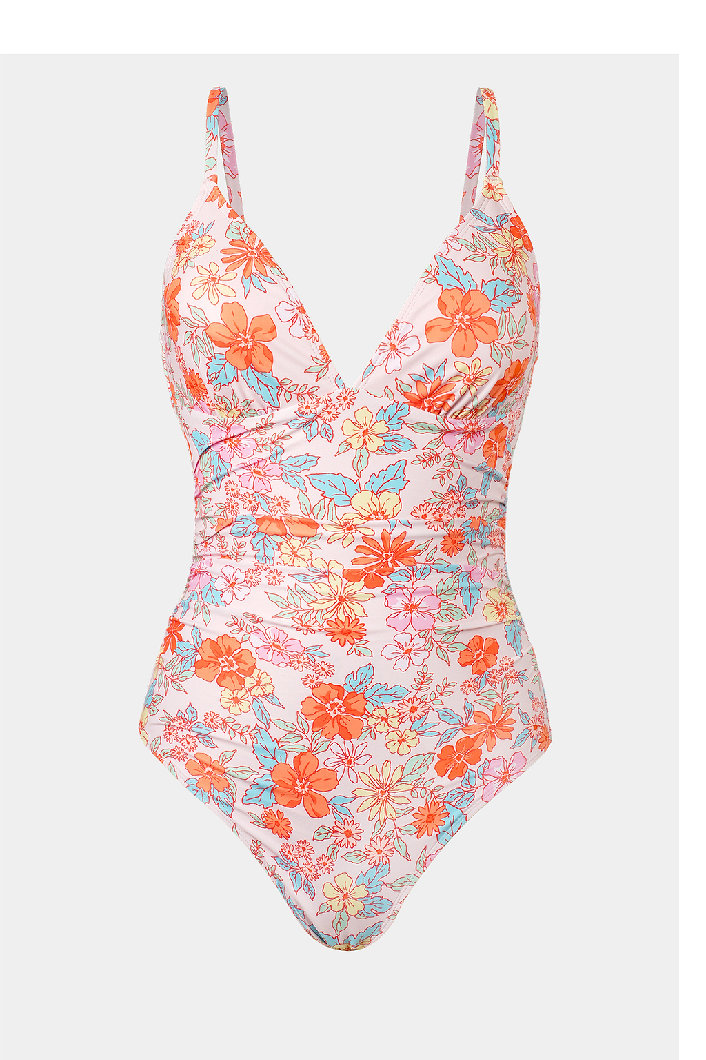 Retro Floral V-Neck Tummy Control One-Piece