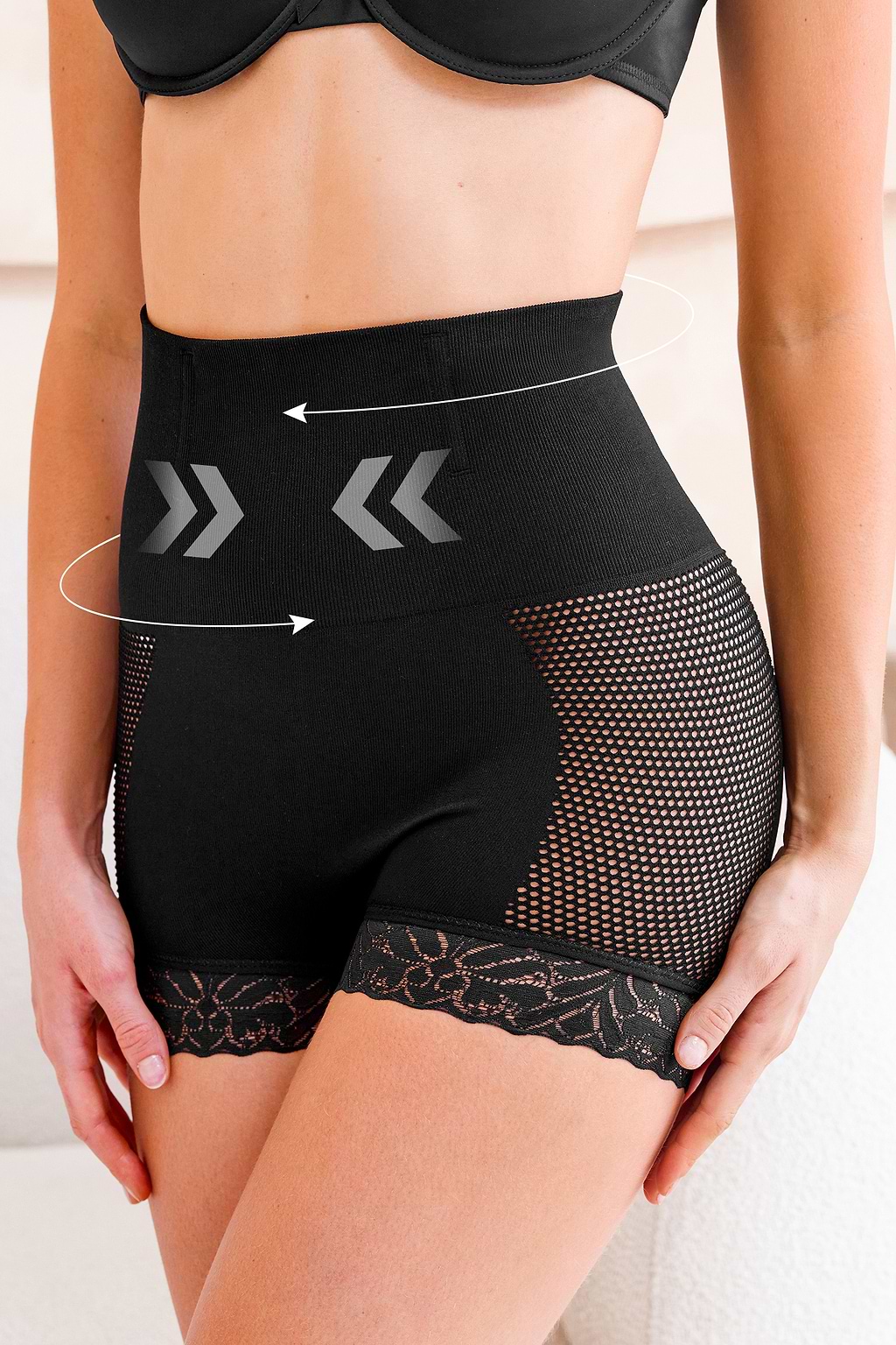 Bas gainant noir taille haute maintien abdominal léger